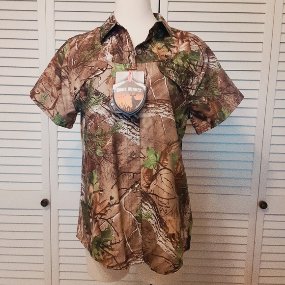 Camouflage Dura-Cool Technology Scotchguard Protect Button Down Top - Picture 13 of 16